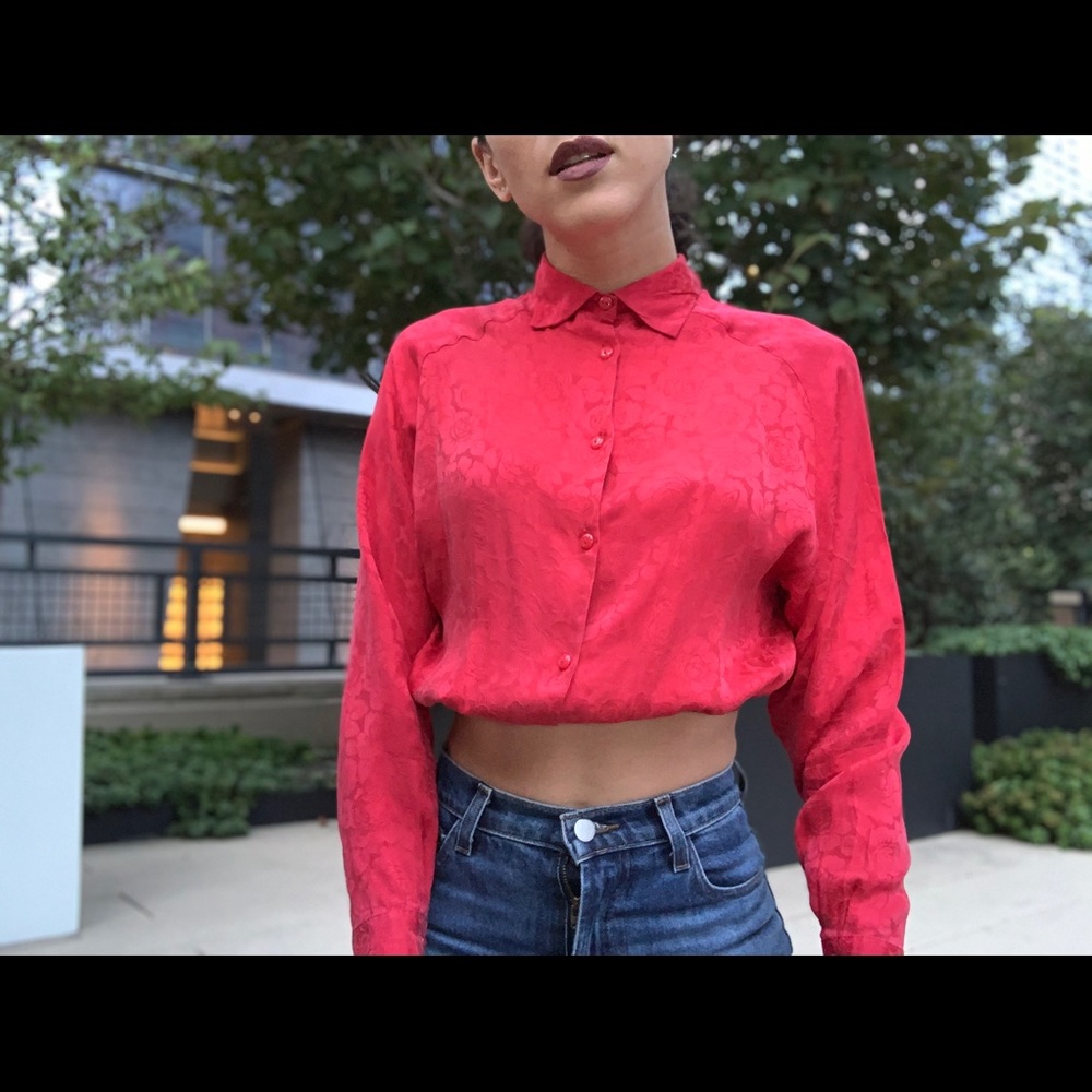 Vintage silk red blouse